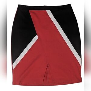 Eloquii Plus Size Colorblock Pencil Skirt 16 Red Black White Work Office